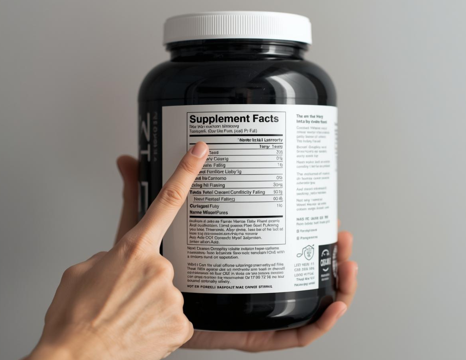 Your Ultimate Guide to Protein Supplements Close-up of a consumer checking the nutritional ingredients on a protein supplement label.